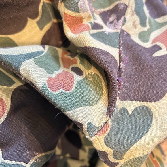 Vtg Duck Camo Canvas Coveralls Sz L Distressed One Piece Utility‎ Grunge Hunting - Picture 11 of 14